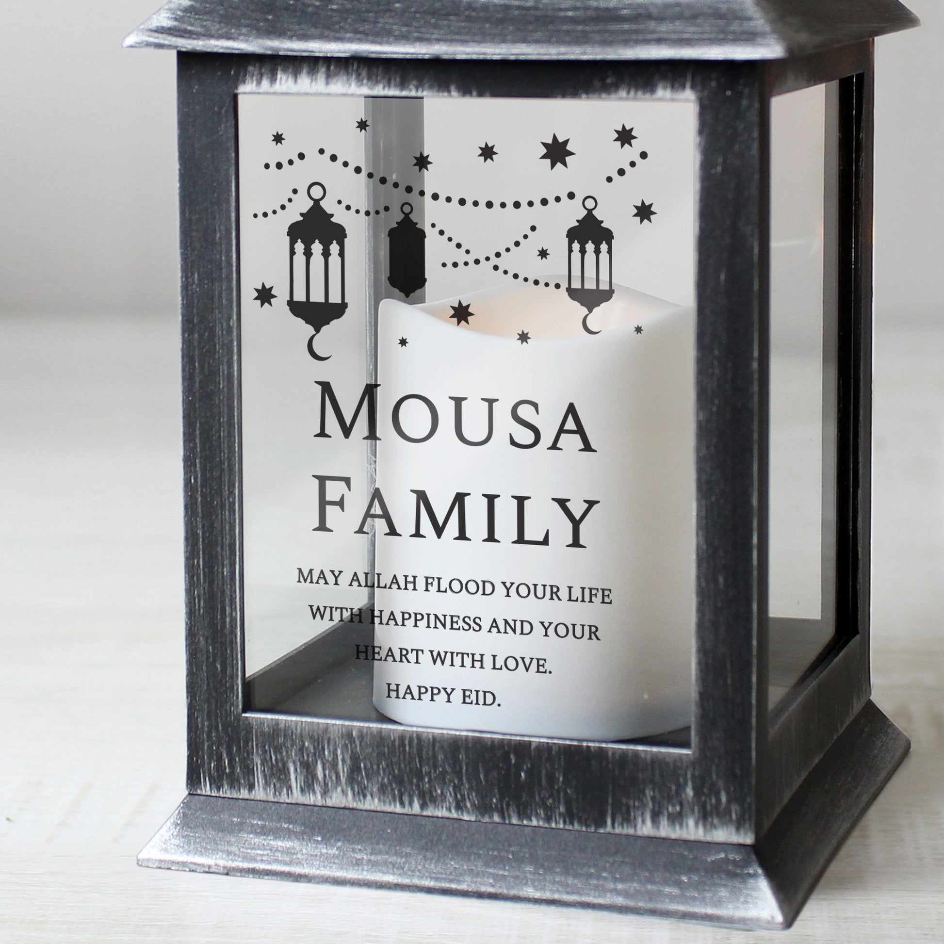 Personalised Eid and Ramadan Black Lantern - image 3