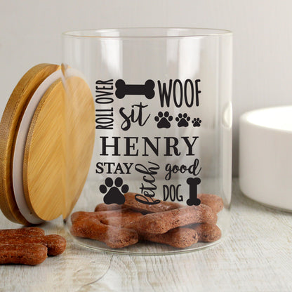 Personalised Glass Dog Treat Jar with Bamboo Lid - image 2