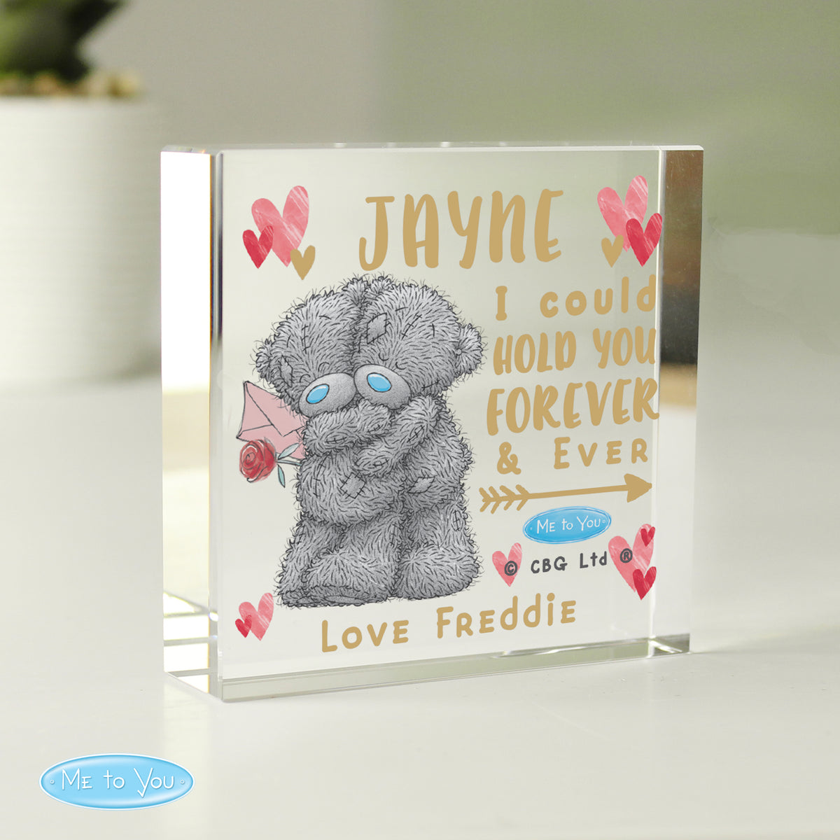 Personalised Me To You Hold You Forever Crystal Token from Heartfelt Gifts