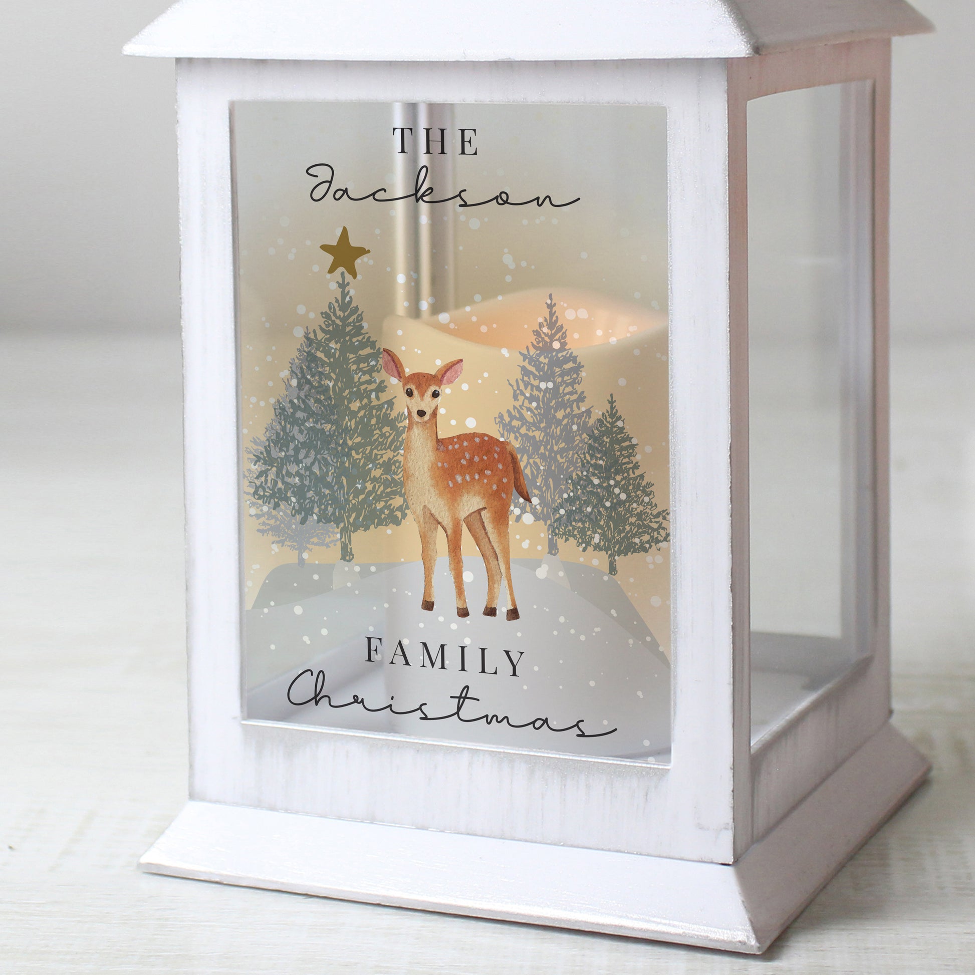 Personalised Christmas Deer White LED Lantern - image 2