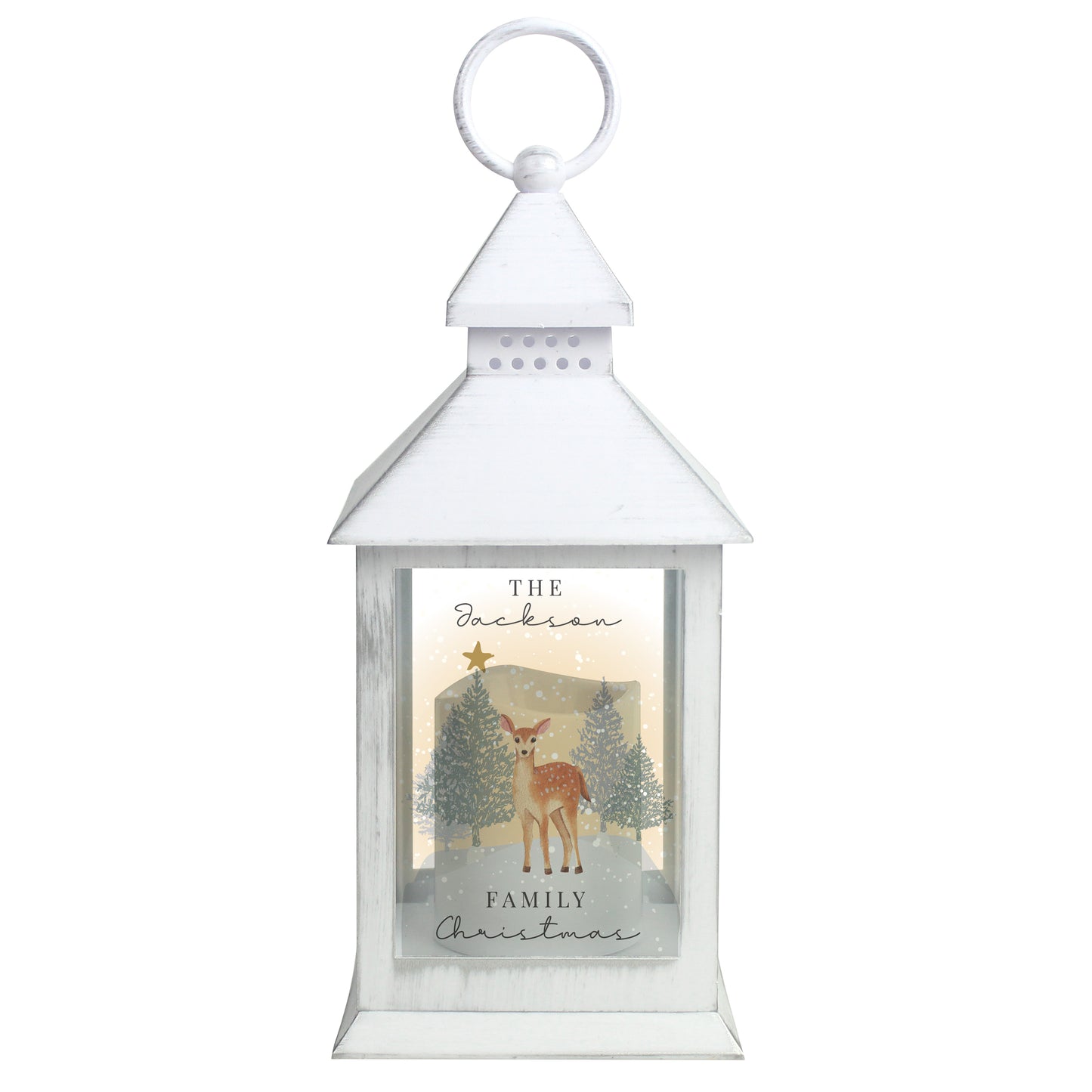 Personalised Christmas Deer White LED Lantern - image 5