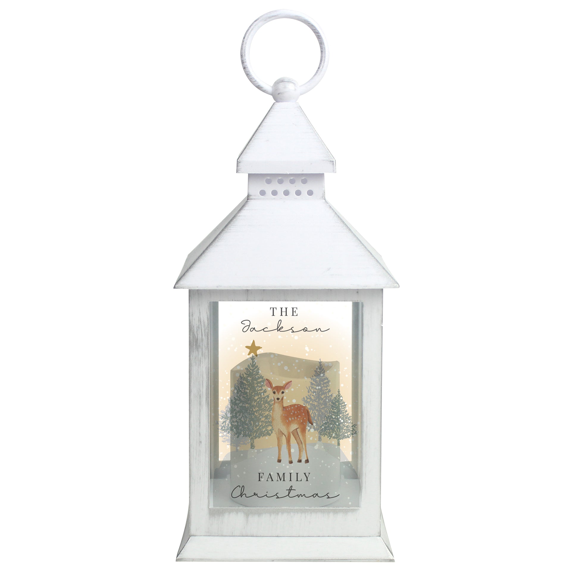 Personalised Christmas Deer White LED Lantern - image 5
