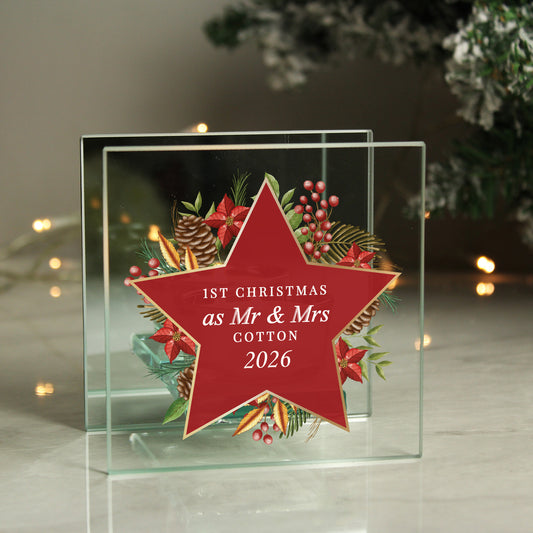 Personalised Christmas Glass Tea Light Candle Holder from Heartfelt Gifts