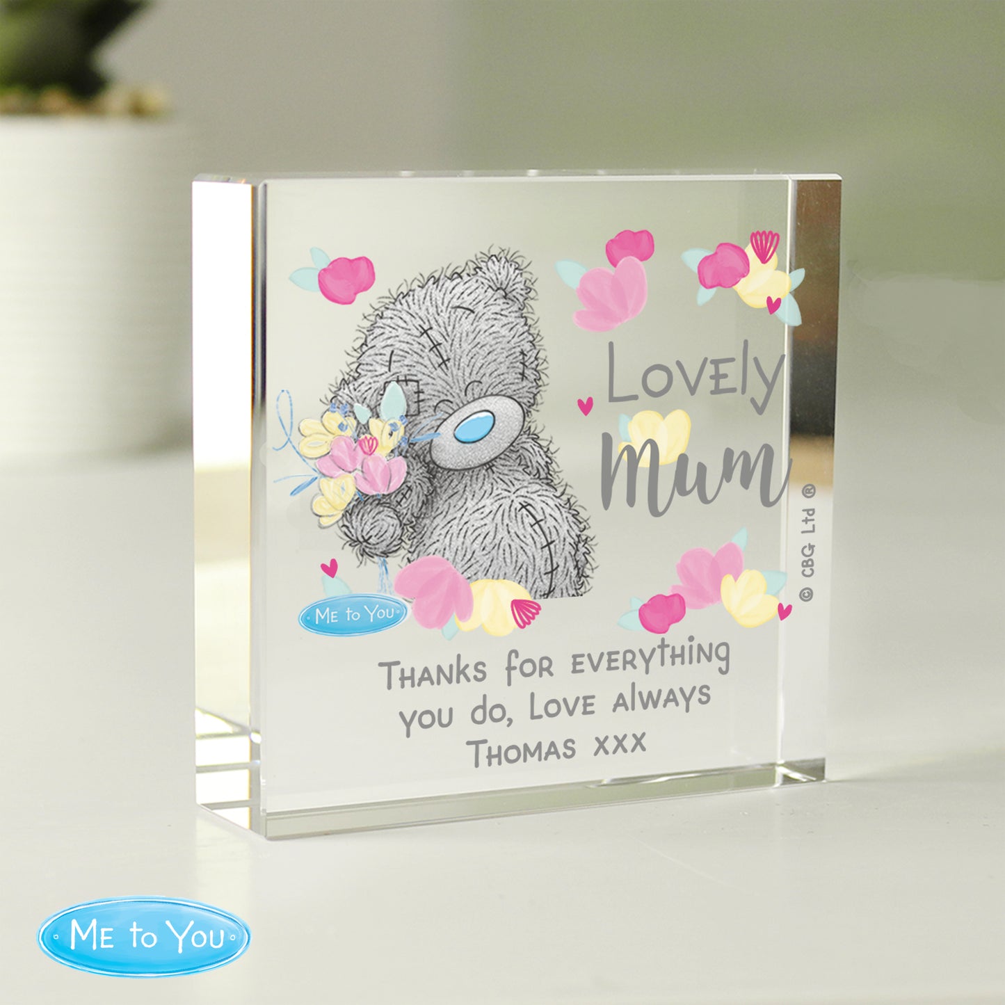 Personalised Me to You Lovely Mum Crystal Token from Heartfelt Gifts