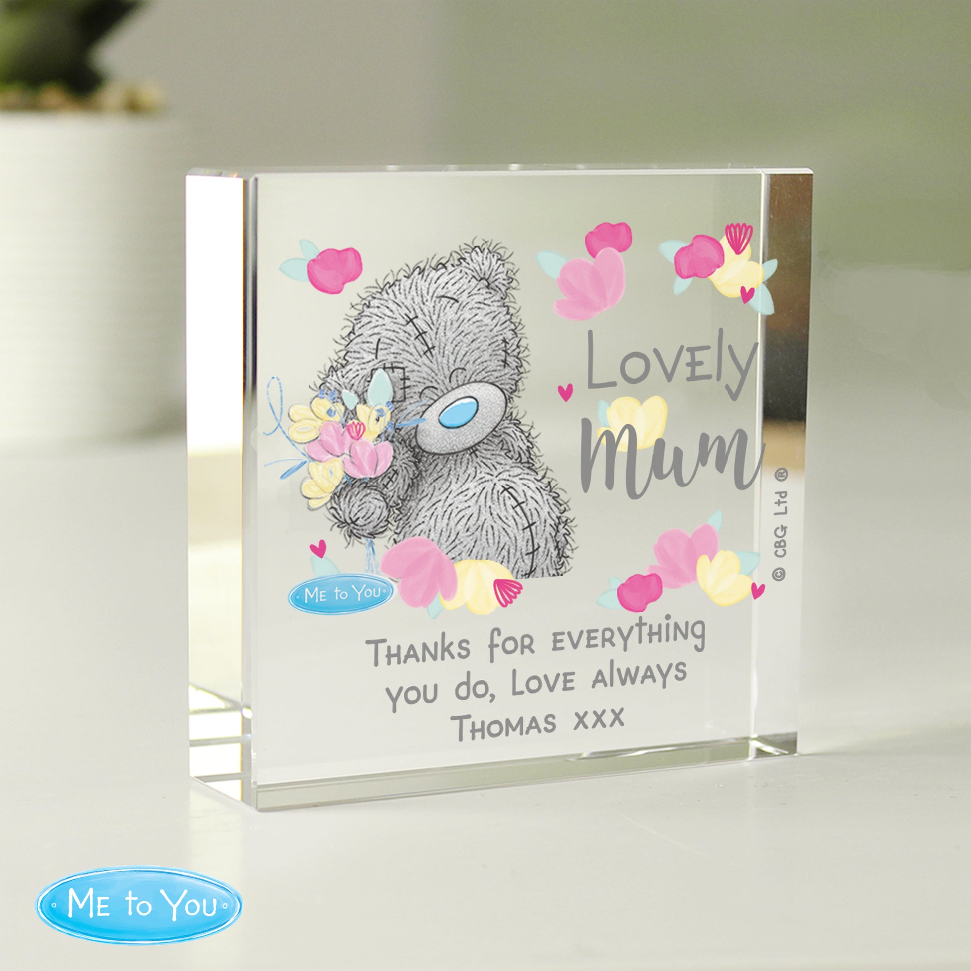 Personalised Me to You Lovely Mum Crystal Token from Heartfelt Gifts
