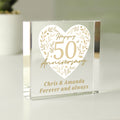 Personalised 50th Golden Wedding Anniversary Crystal Token from Heartfelt Gifts