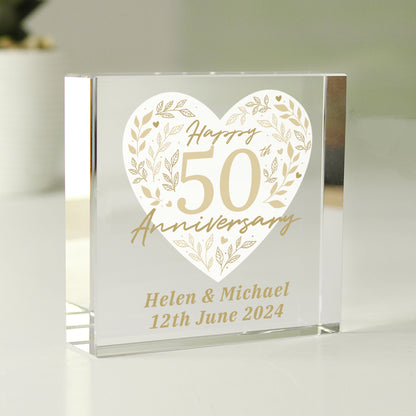 Personalised 50th Golden Wedding Anniversary Crystal Token - image 2