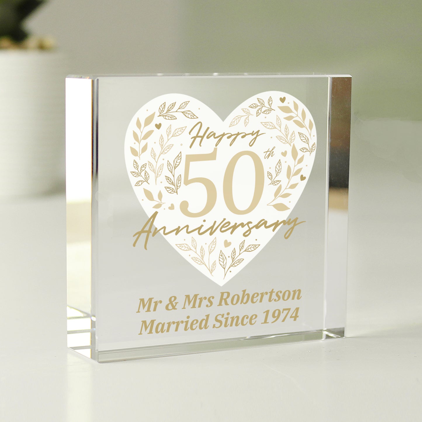 Personalised 50th Golden Wedding Anniversary Crystal Token - image 4