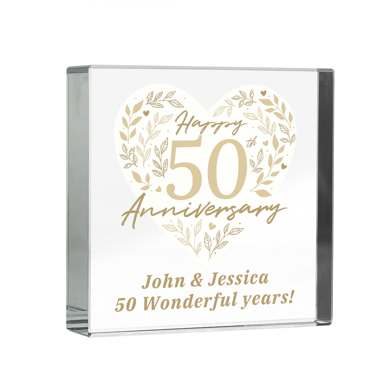 Personalised 50th Golden Wedding Anniversary Crystal Token - image 5