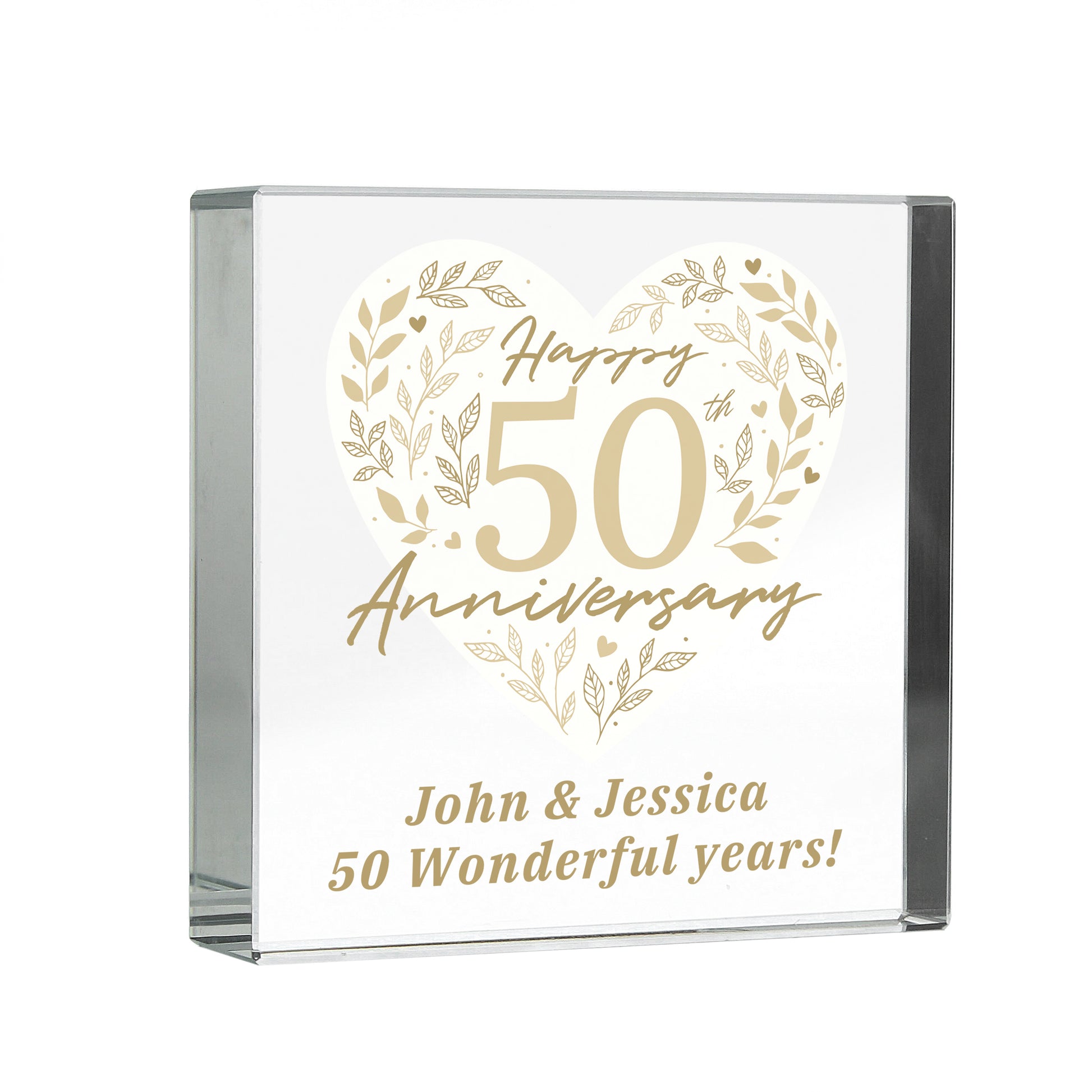 Personalised 50th Golden Wedding Anniversary Crystal Token - image 5