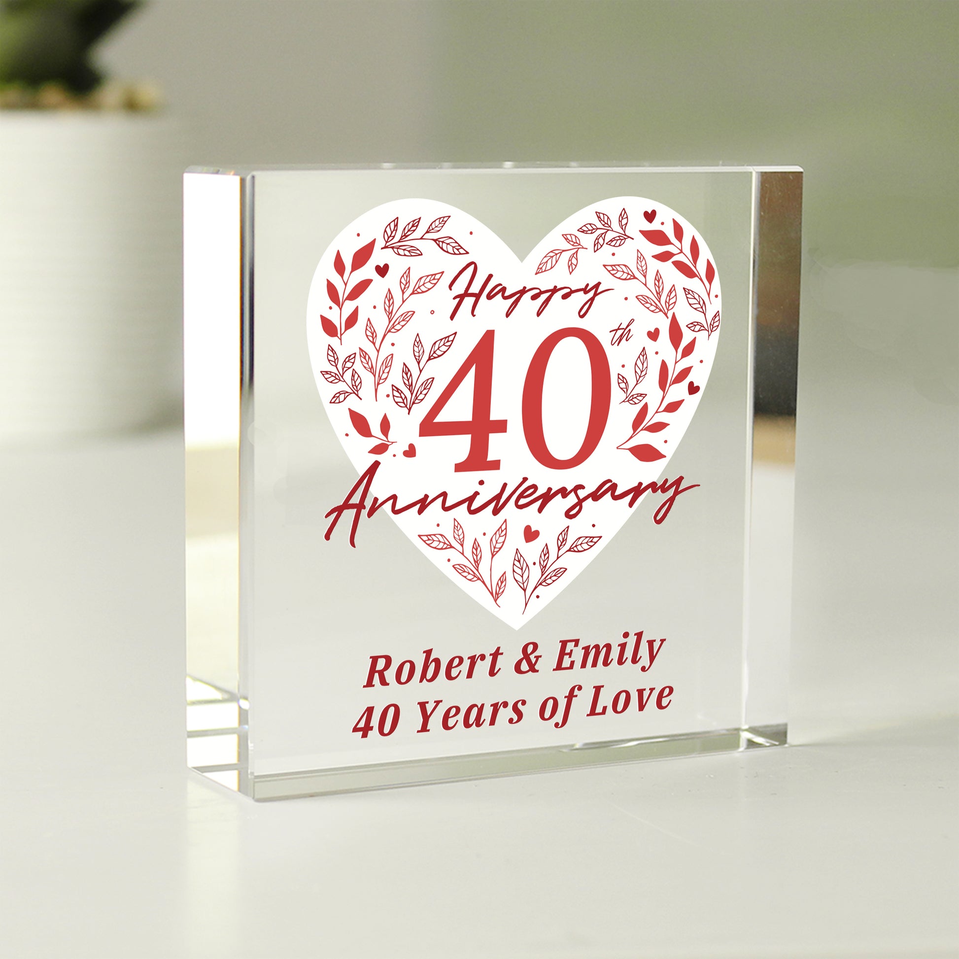 Personalised 40th Ruby Wedding Anniversary Crystal Token from Heartfelt Gifts