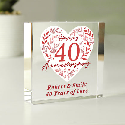 Personalised 40th Ruby Wedding Anniversary Crystal Token from Heartfelt Gifts