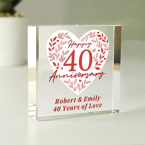 Personalised 40th Ruby Wedding Anniversary Crystal Token from Heartfelt Gifts