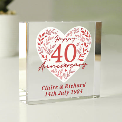 Personalised 40th Ruby Wedding Anniversary Crystal Token - image 2
