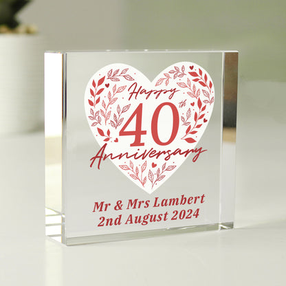 Personalised 40th Ruby Wedding Anniversary Crystal Token - image 4