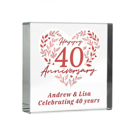 Personalised 40th Ruby Wedding Anniversary Crystal Token - image 5