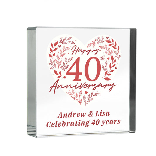 Personalised 40th Ruby Wedding Anniversary Crystal Token - image 5