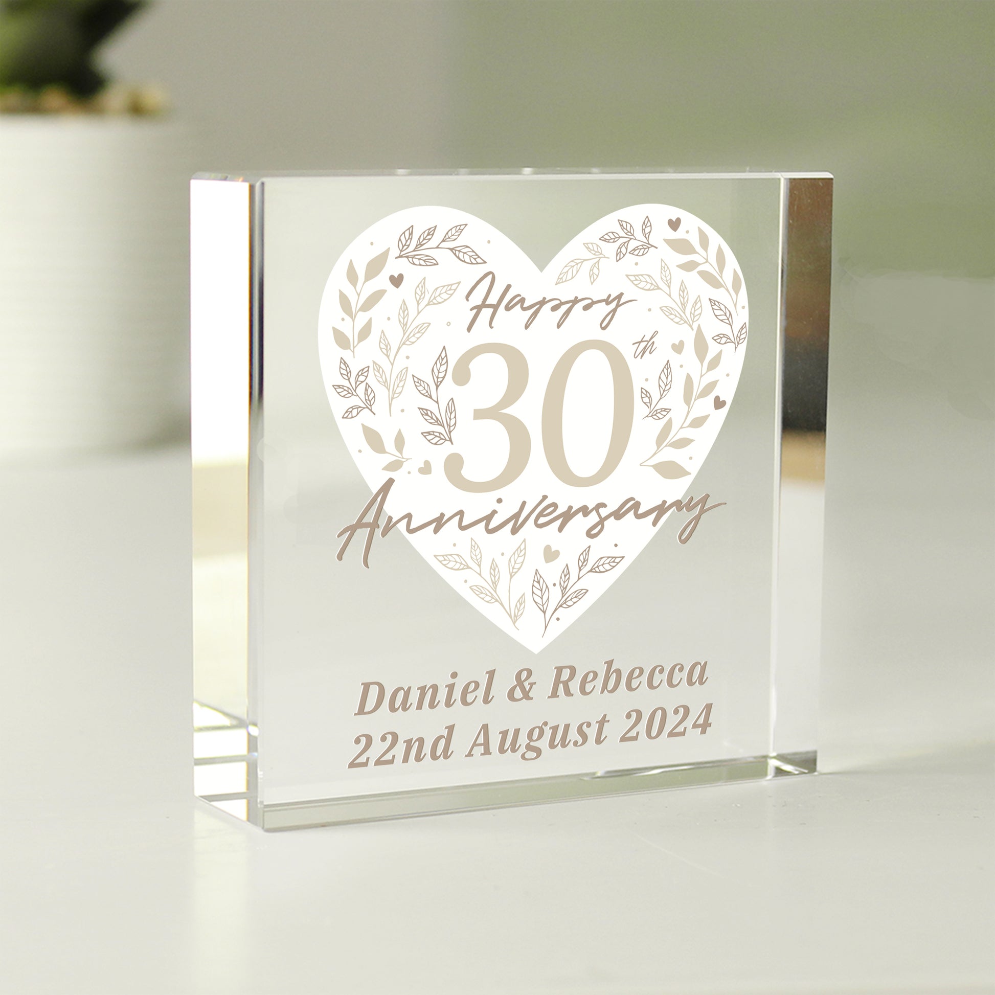Personalised 30th Pearl Wedding Anniversary Crystal Token from Heartfelt Gifts