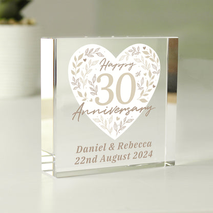 Personalised 30th Pearl Wedding Anniversary Crystal Token from Heartfelt Gifts