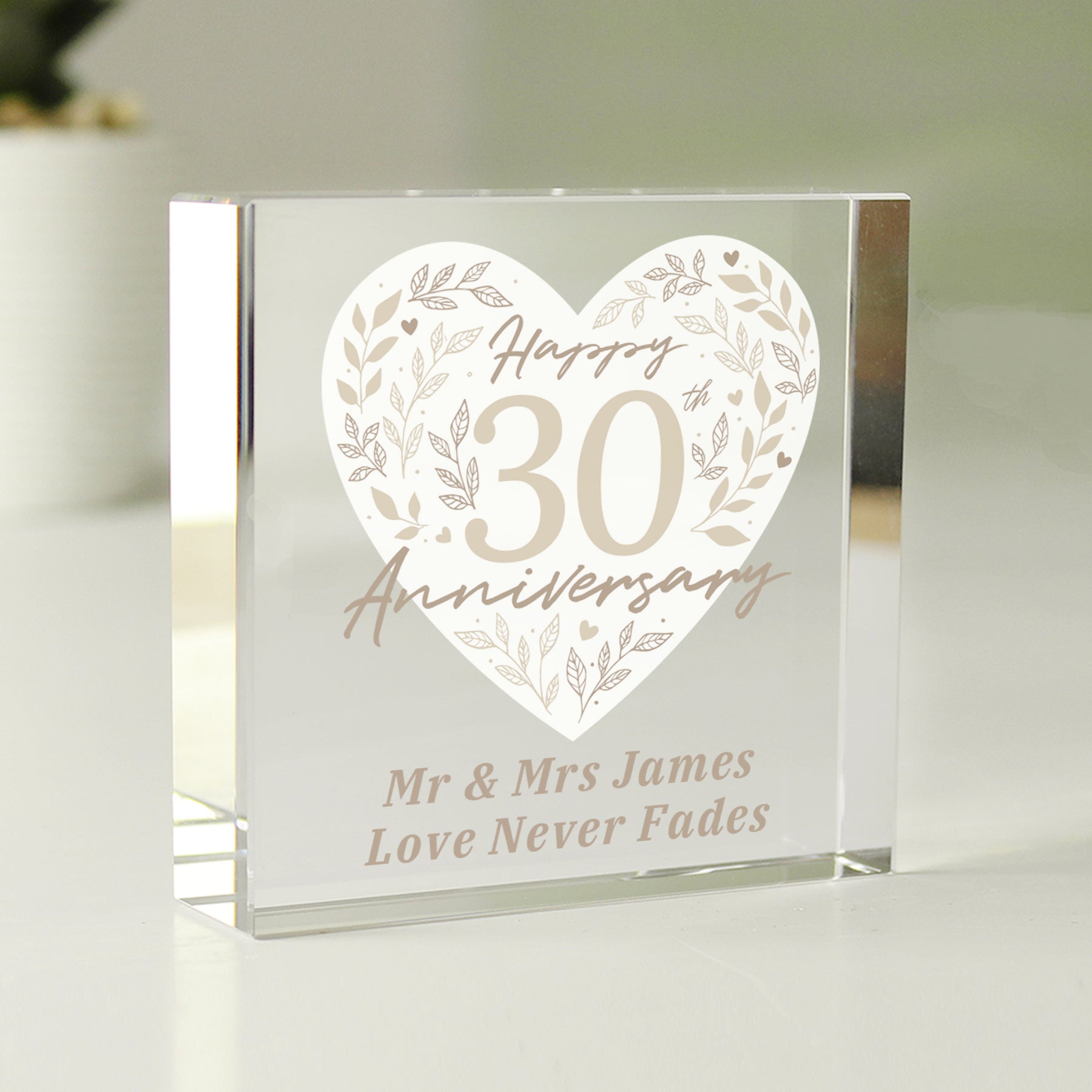 Personalised 30th Pearl Wedding Anniversary Crystal Token - image 2