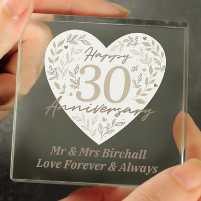 Personalised 30th Pearl Wedding Anniversary Crystal Token - image 3