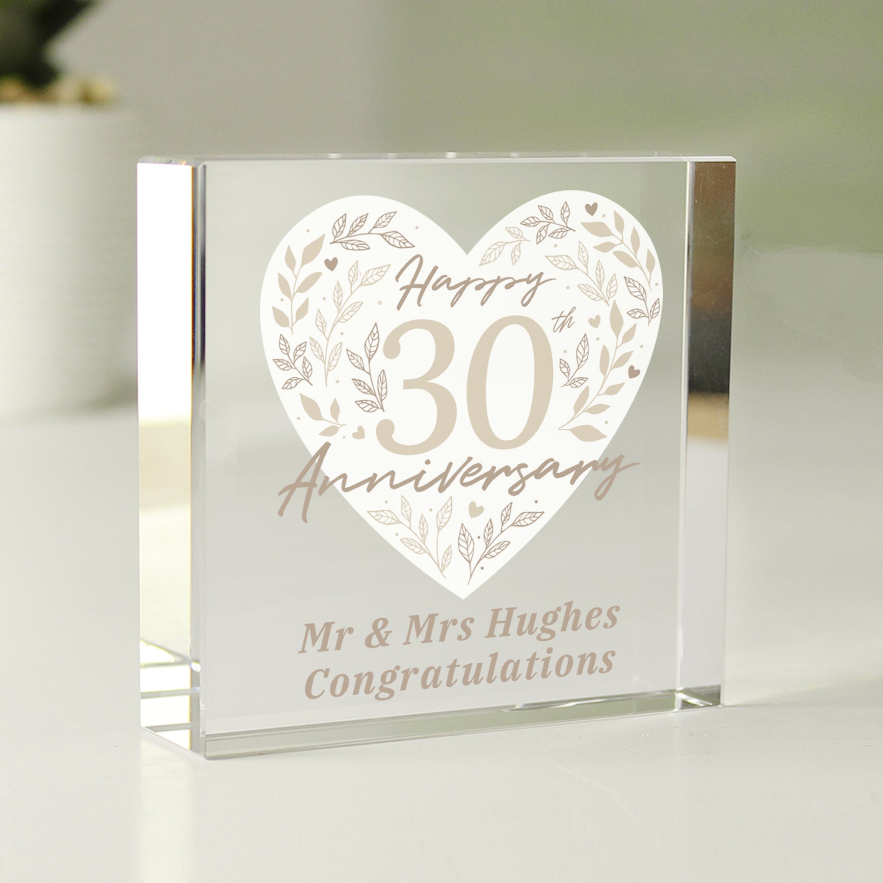 Personalised 30th Pearl Wedding Anniversary Crystal Token - image 4