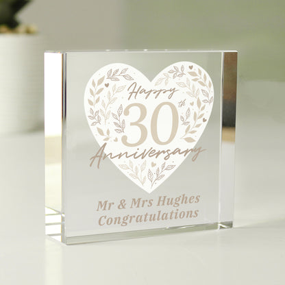 Personalised 30th Pearl Wedding Anniversary Crystal Token - image 4