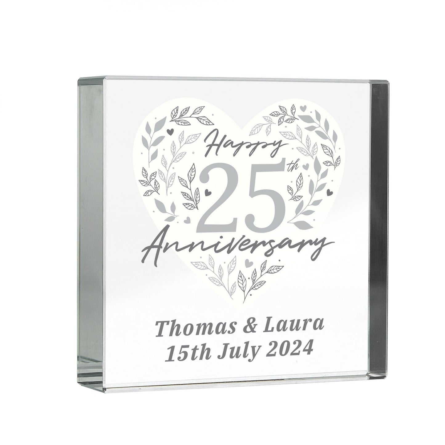 Personalised 25th Silver Wedding Anniversary Crystal Token - image 5