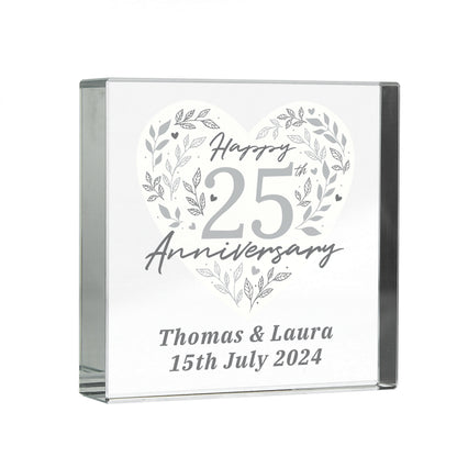 Personalised 25th Silver Wedding Anniversary Crystal Token - image 5