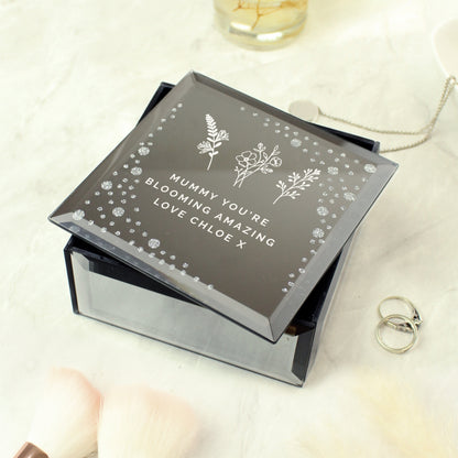 Personalised Floral Diamante Mirrored Trinket Box - image 3