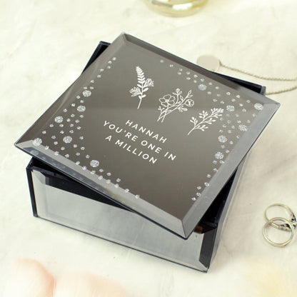 Personalised Floral Diamante Mirrored Trinket Box - image 4