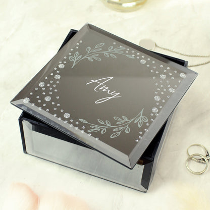 Personalised Botanical Diamante Mirrored Trinket Box - image 2