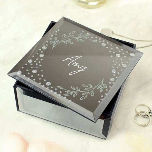 Personalised Botanical Diamante Mirrored Trinket Box - image 2