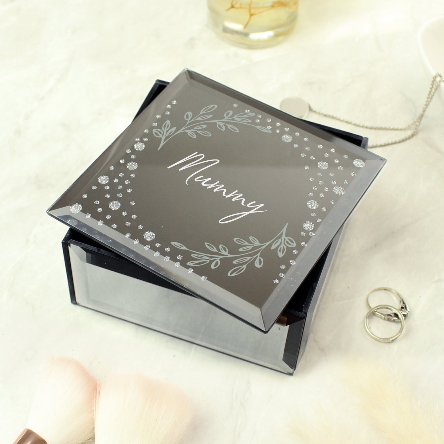 Personalised Botanical Diamante Mirrored Trinket Box - image 3