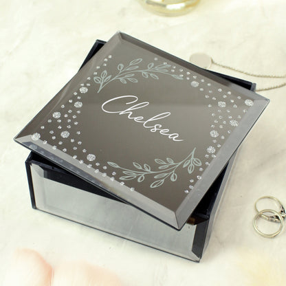 Personalised Botanical Diamante Mirrored Trinket Box - image 4