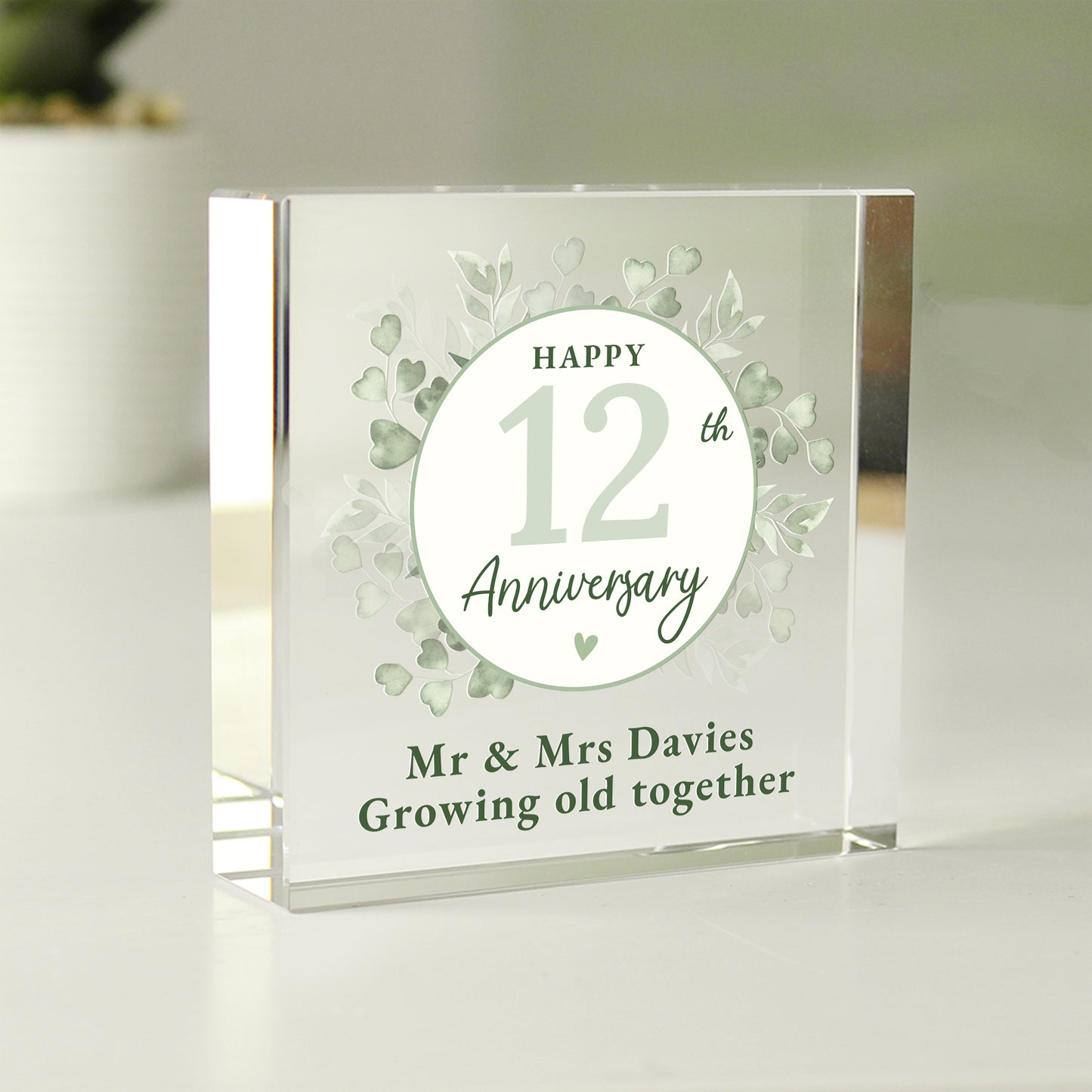 Personalised Botanical Anniversary Crystal Token from Heartfelt Gifts