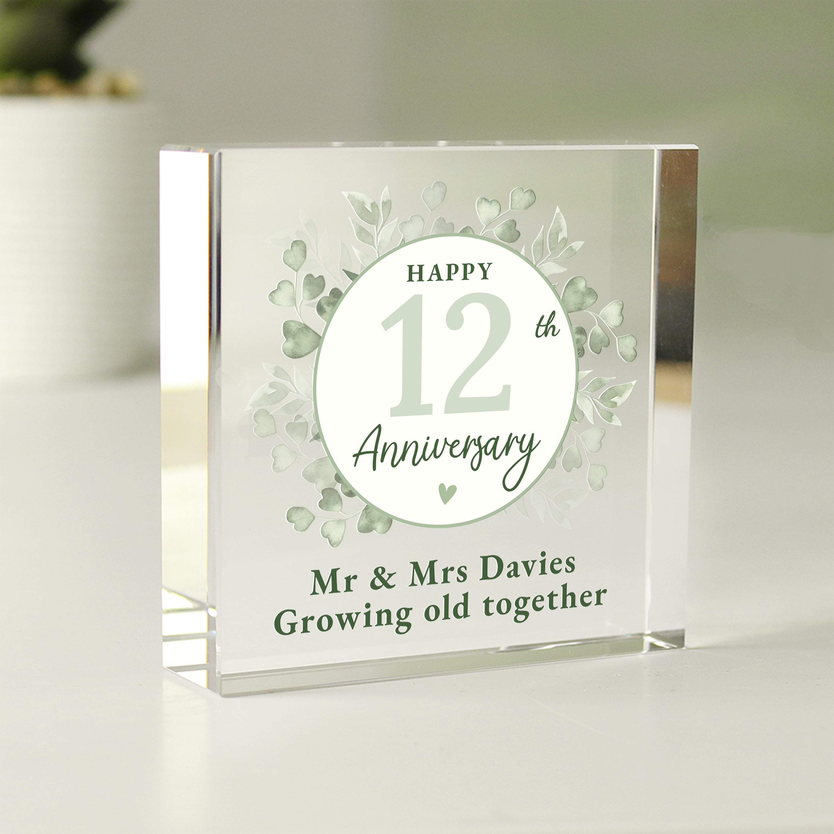 Personalised Botanical Anniversary Crystal Token from Heartfelt Gifts