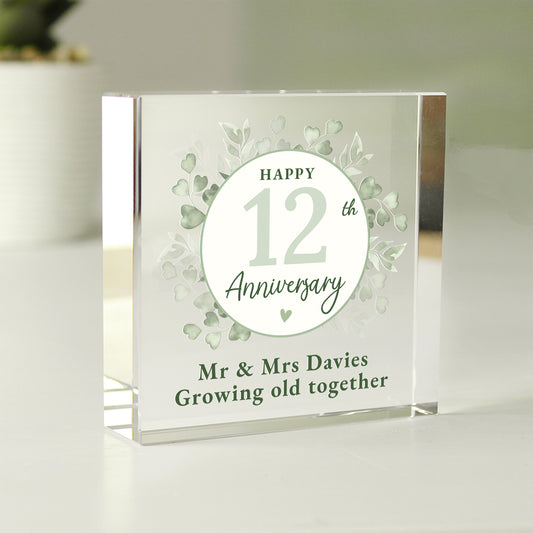Personalised Botanical Anniversary Crystal Token from Heartfelt Gifts