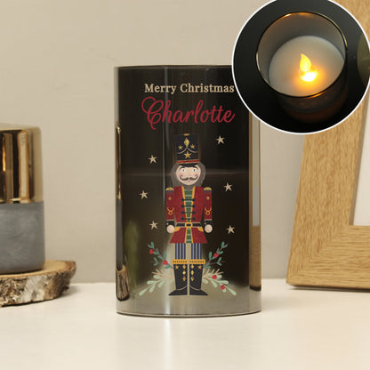 Personalised Christmas Nutcracker Smoked LED Candle - image 4