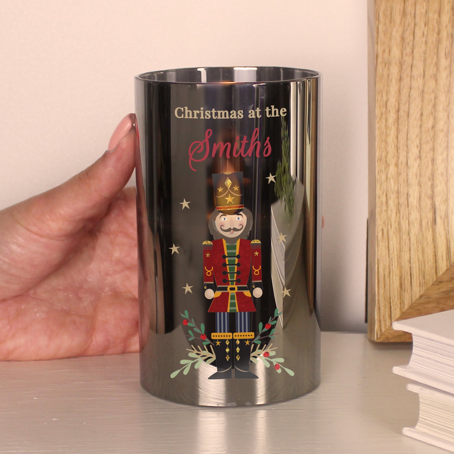 Personalised Christmas Nutcracker Smoked LED Candle - image 6