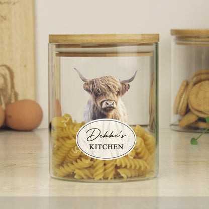 Personalised Highland Cow Glass Storage Jar - image 3