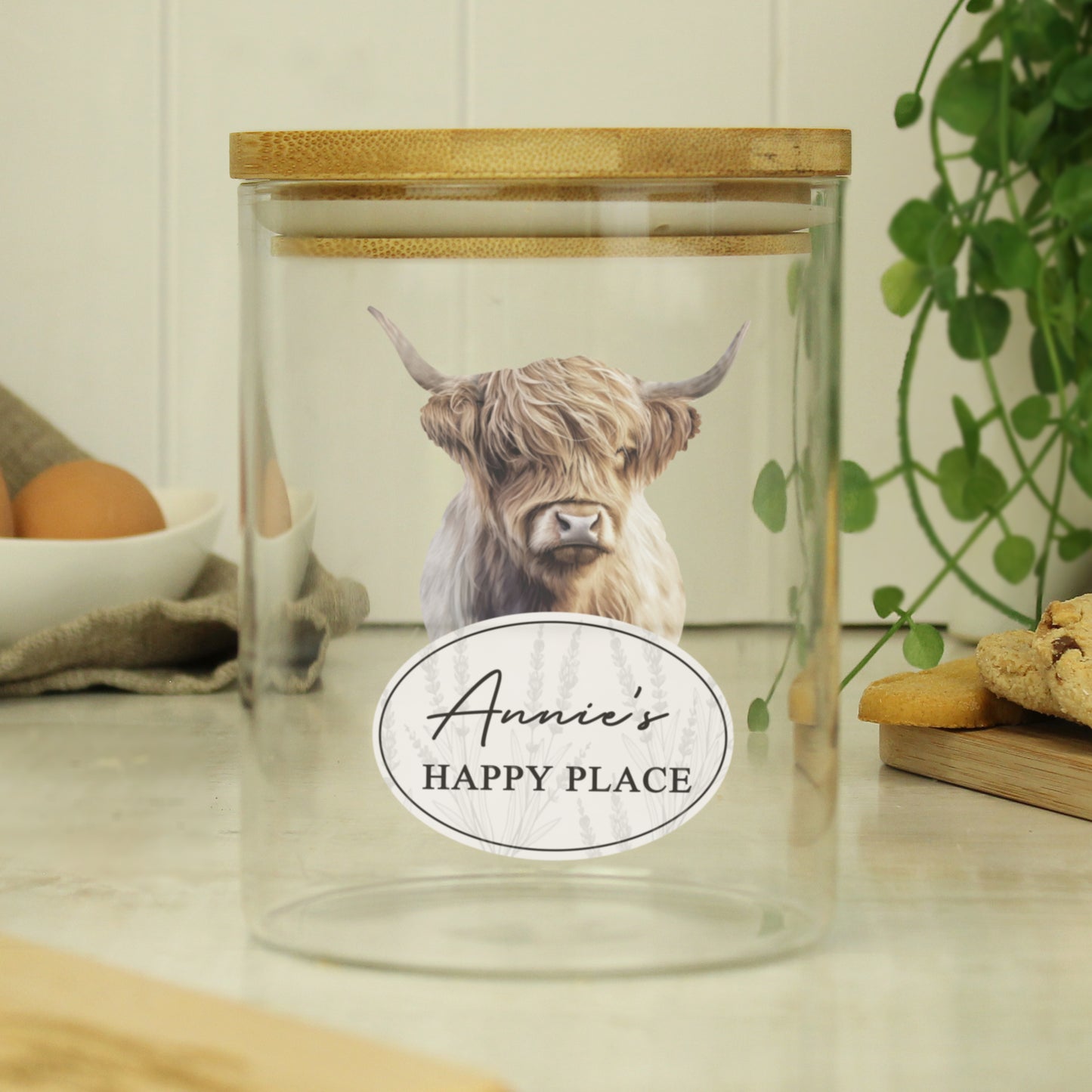Personalised Highland Cow Glass Storage Jar - image 4