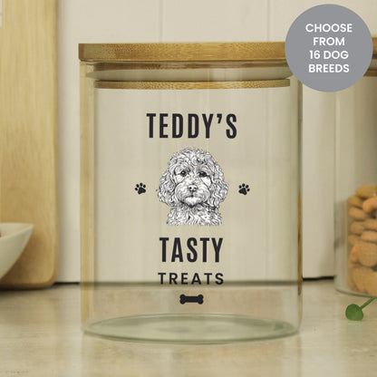 Personalised Dog Breed Glass Treat Jar from Heartfelt Gifts