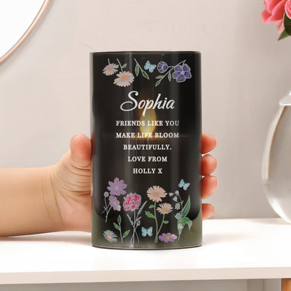 Personalised Wild Flowers Smoked Glass LED Candle - image 4