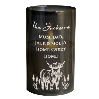 Personalised Highland Cow Glass LED Candle – Flameless Home Gift - image 5