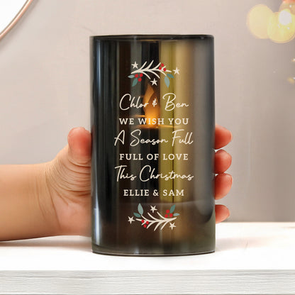 Personalised Christmas Smoked Glass LED Candle – Christmas Home Decor Gift - image 2