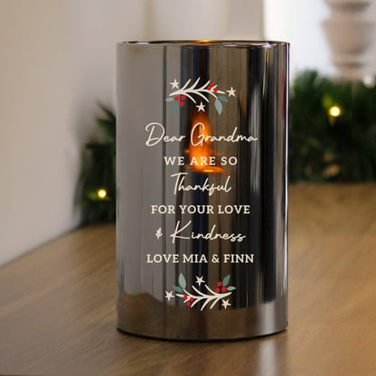 Personalised Christmas Smoked Glass LED Candle – Christmas Home Decor Gift - image 3