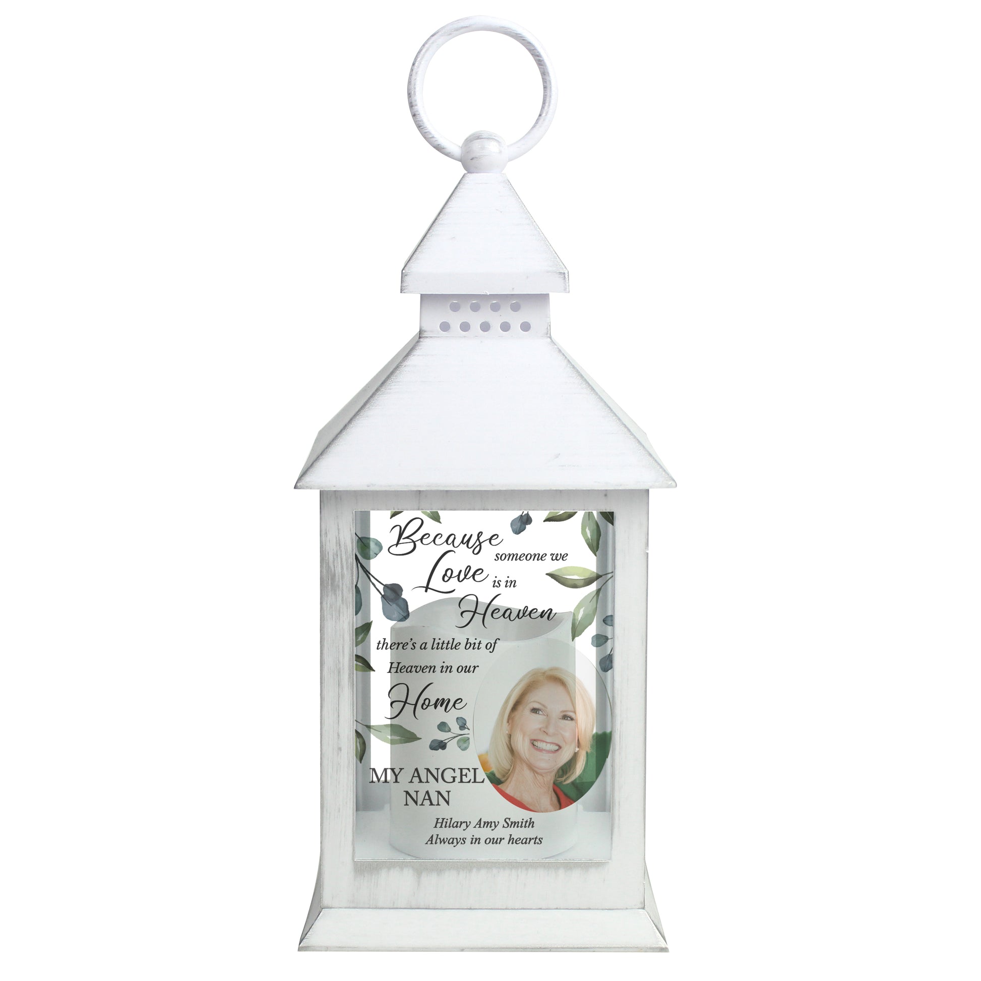 Personalised Botanical Memorial Photo Upload White Lantern - image 5