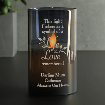Personalised Life & Love Memorial Smoked LED Candle - image 3