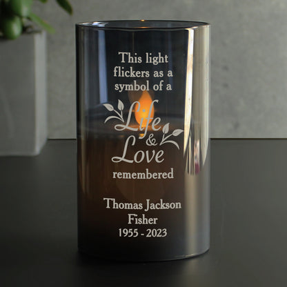 Personalised Life & Love Memorial Smoked LED Candle - image 4